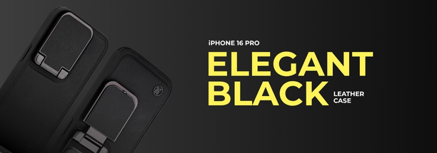 iPhone 16 Pro Max Cover - Elegant Black Leather Case (With Camera Protection)